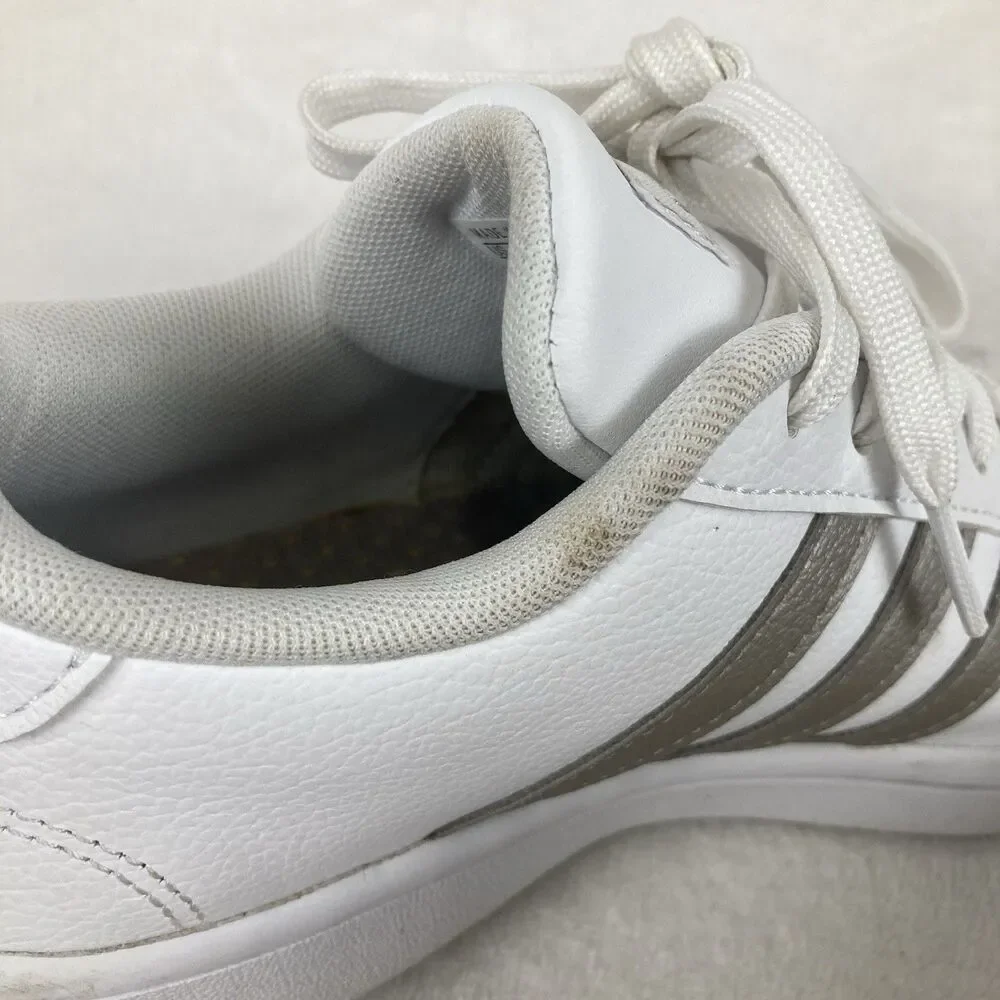 Adidas Sneakers Women’s Size 6 Grand Court White Metallic Silver Stripe Tennis